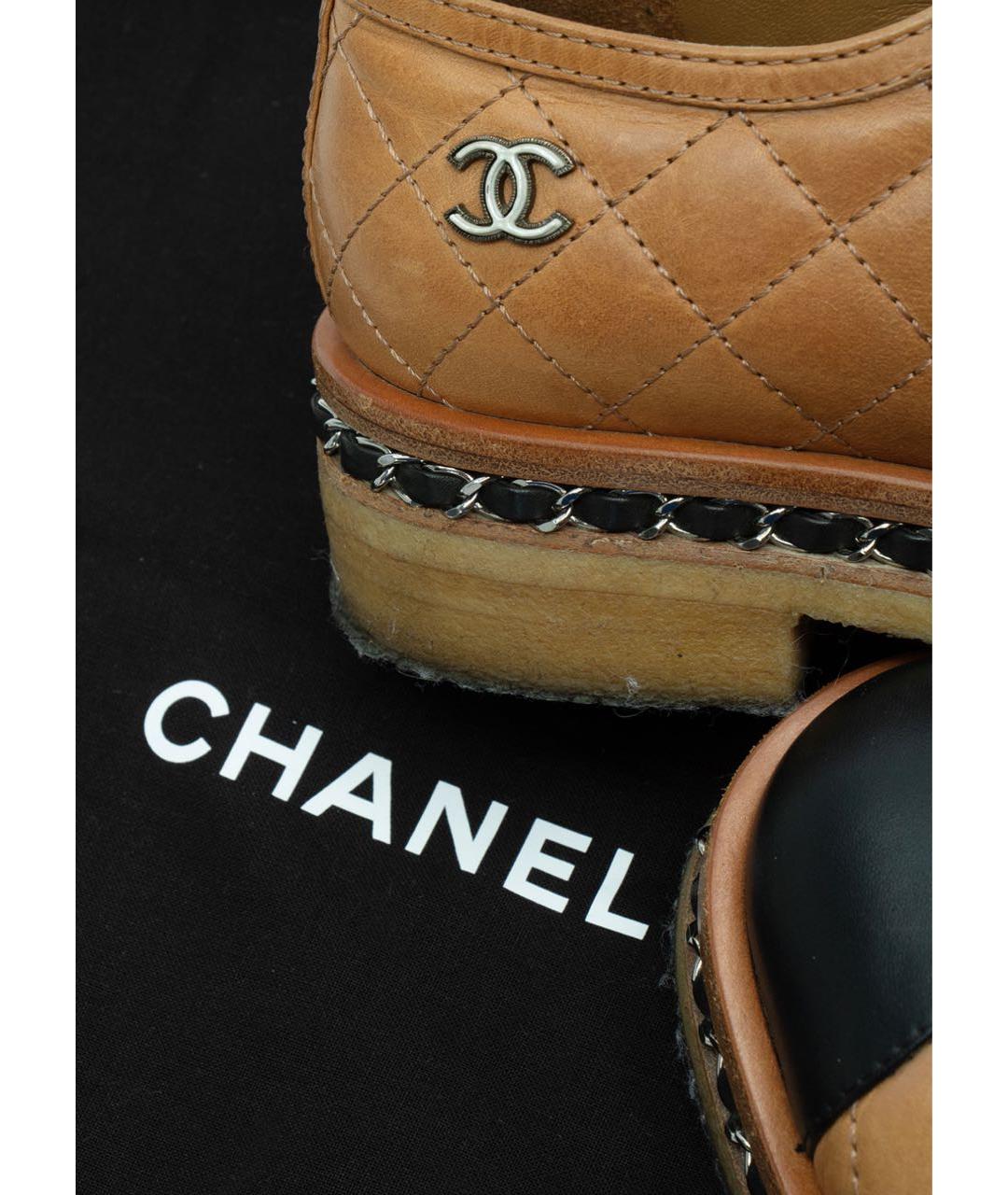 CHANEL Коричневые кожаные брогги и оксфорды, фото 5