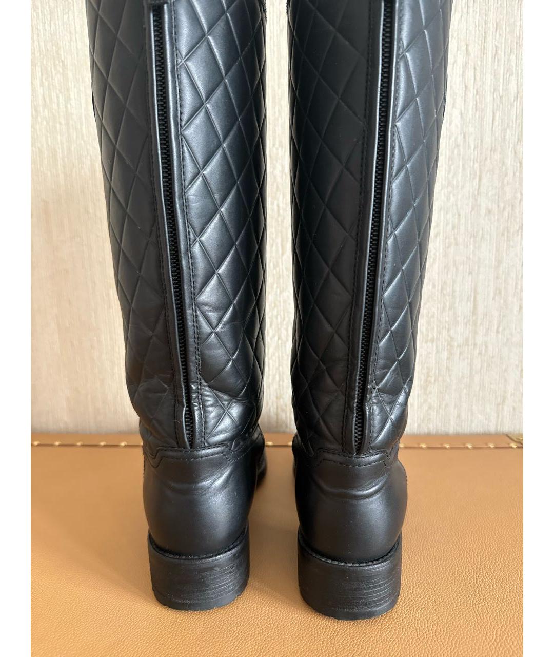 CHANEL Черные кожаные сапоги, фото 4