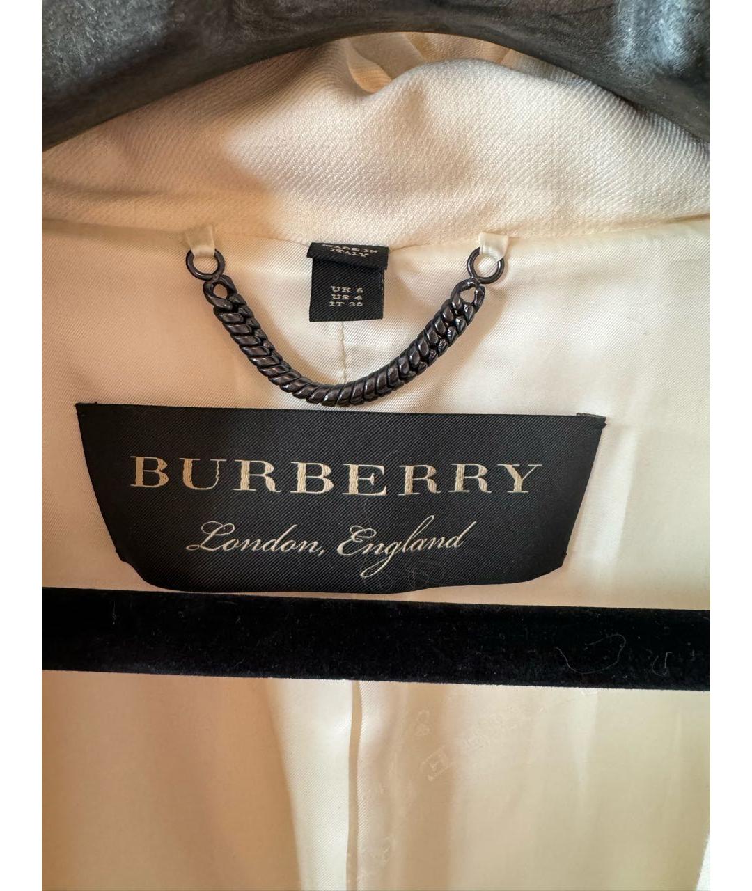 BURBERRY Белое шерстяное пальто, фото 3