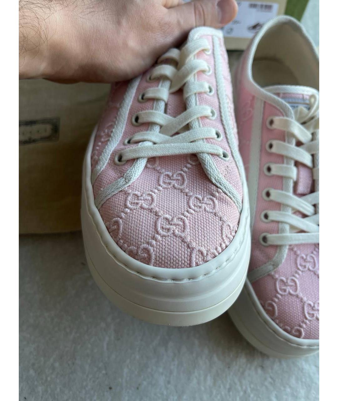 GUCCI Розовые текстильные кеды, фото 7