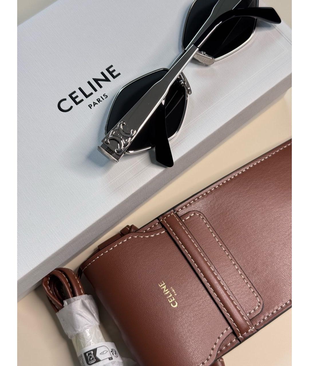CELINE Серебряные металлические солнцезащитные очки, фото 6