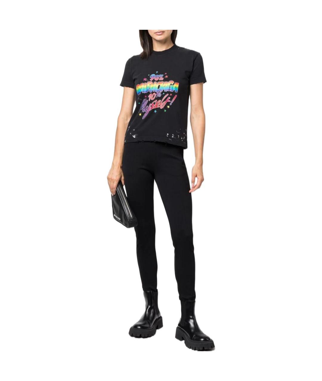 BALENCIAGA Черная хлопковая футболка, фото 2