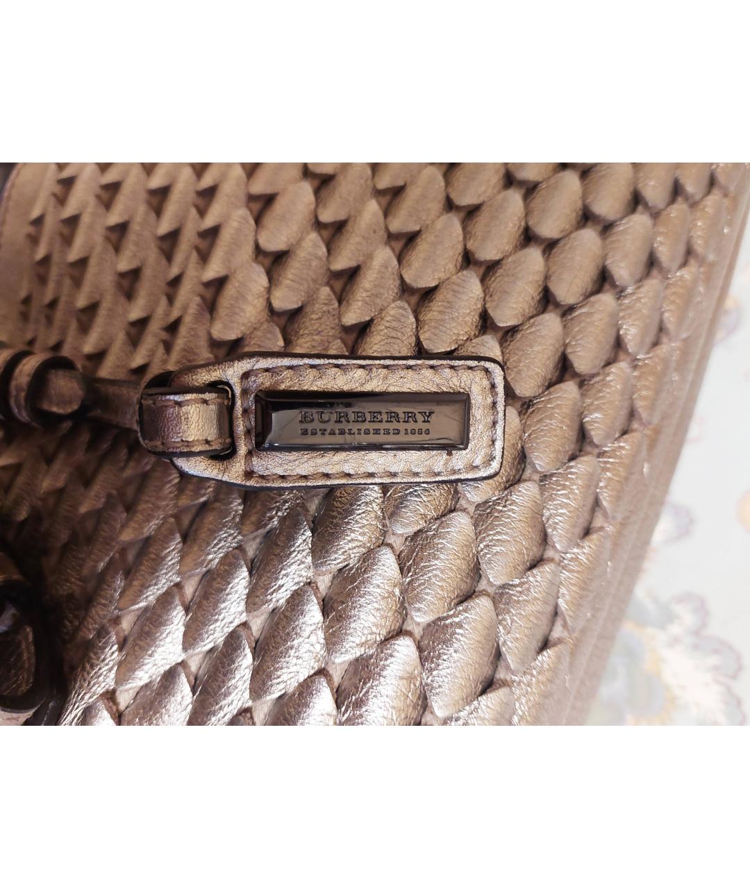 BURBERRY Серебряная кожаная сумка тоут, фото 5