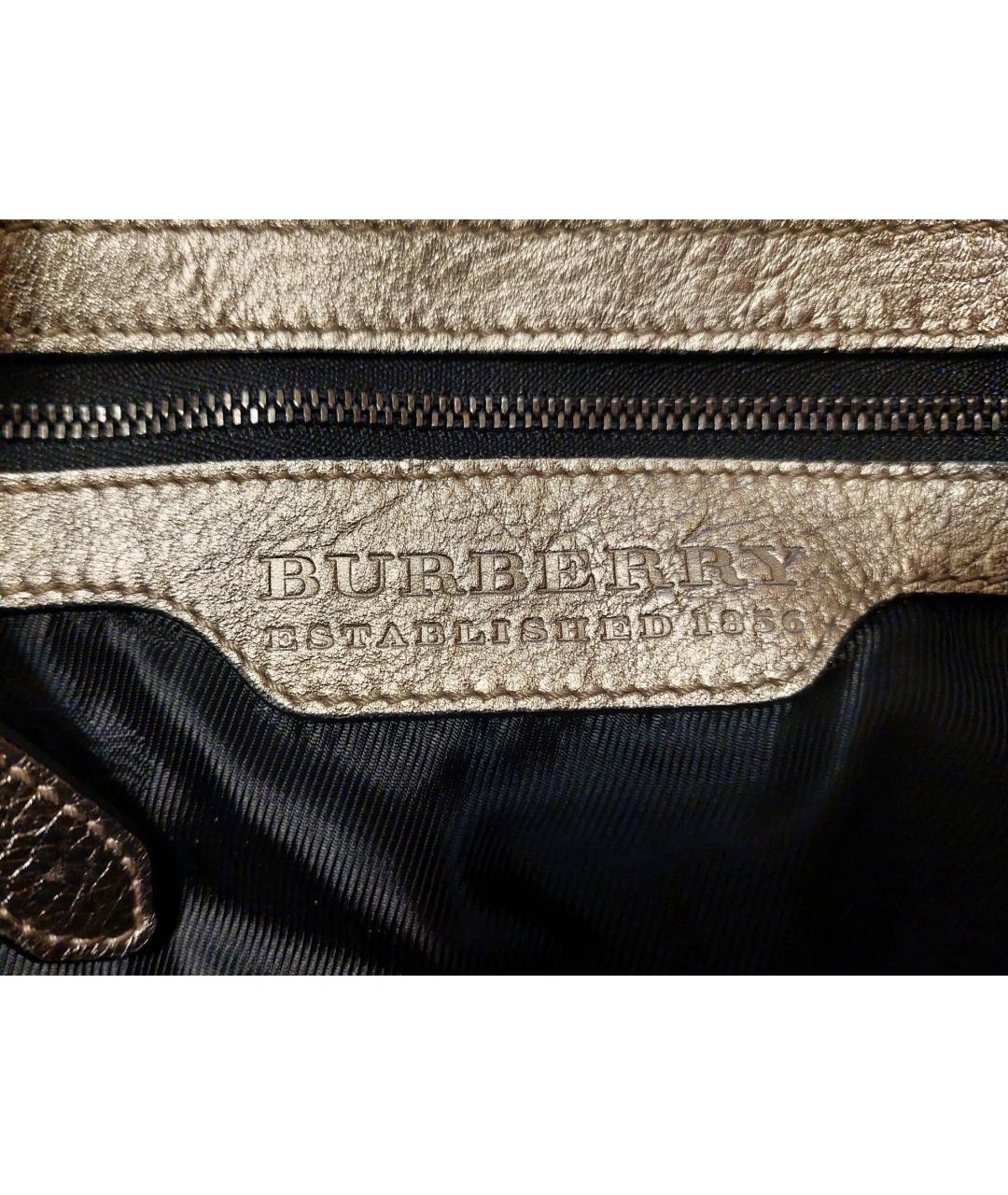 BURBERRY Серебряная кожаная сумка тоут, фото 3