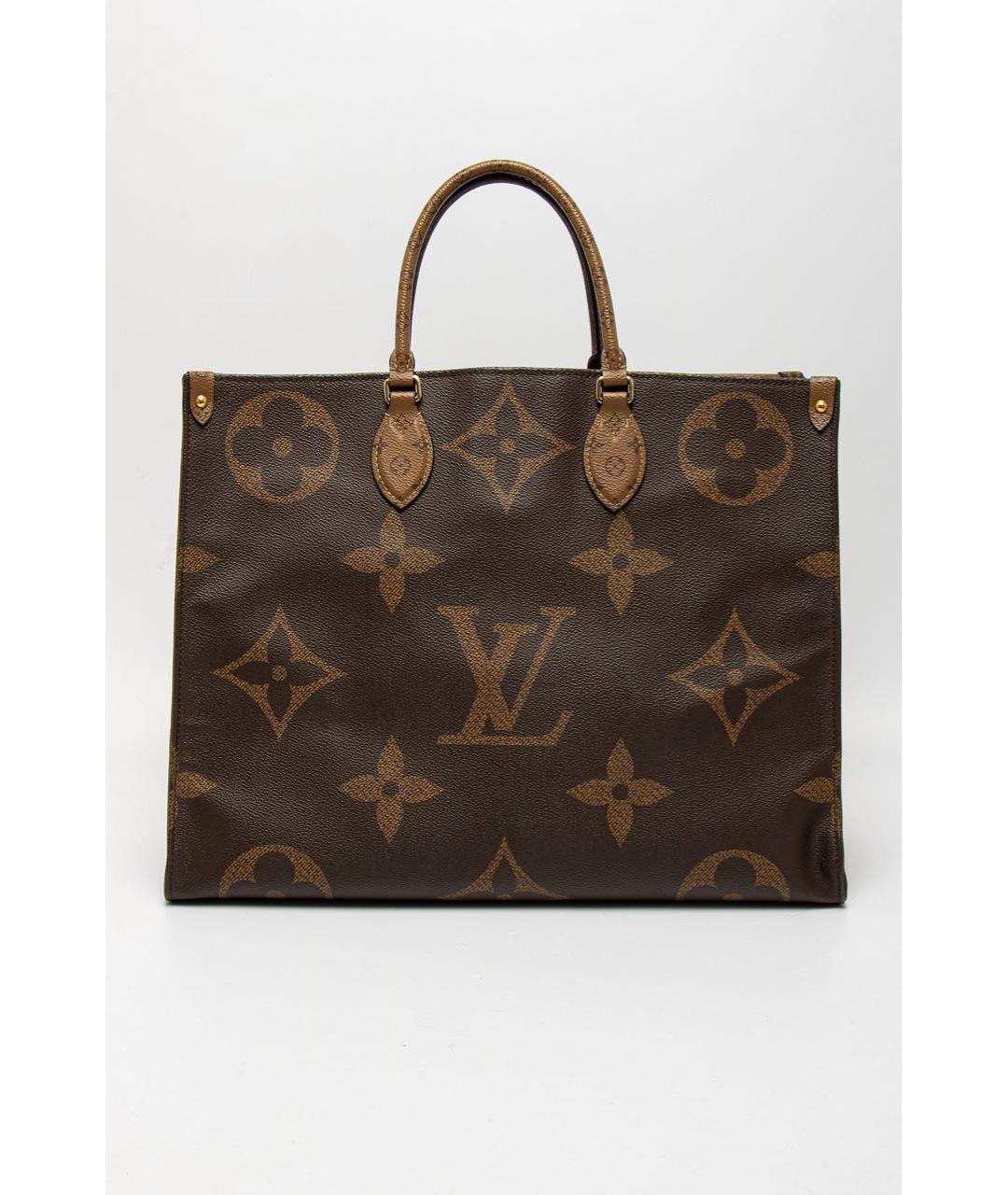 LOUIS VUITTON Коричневая кожаная сумка тоут, фото 4