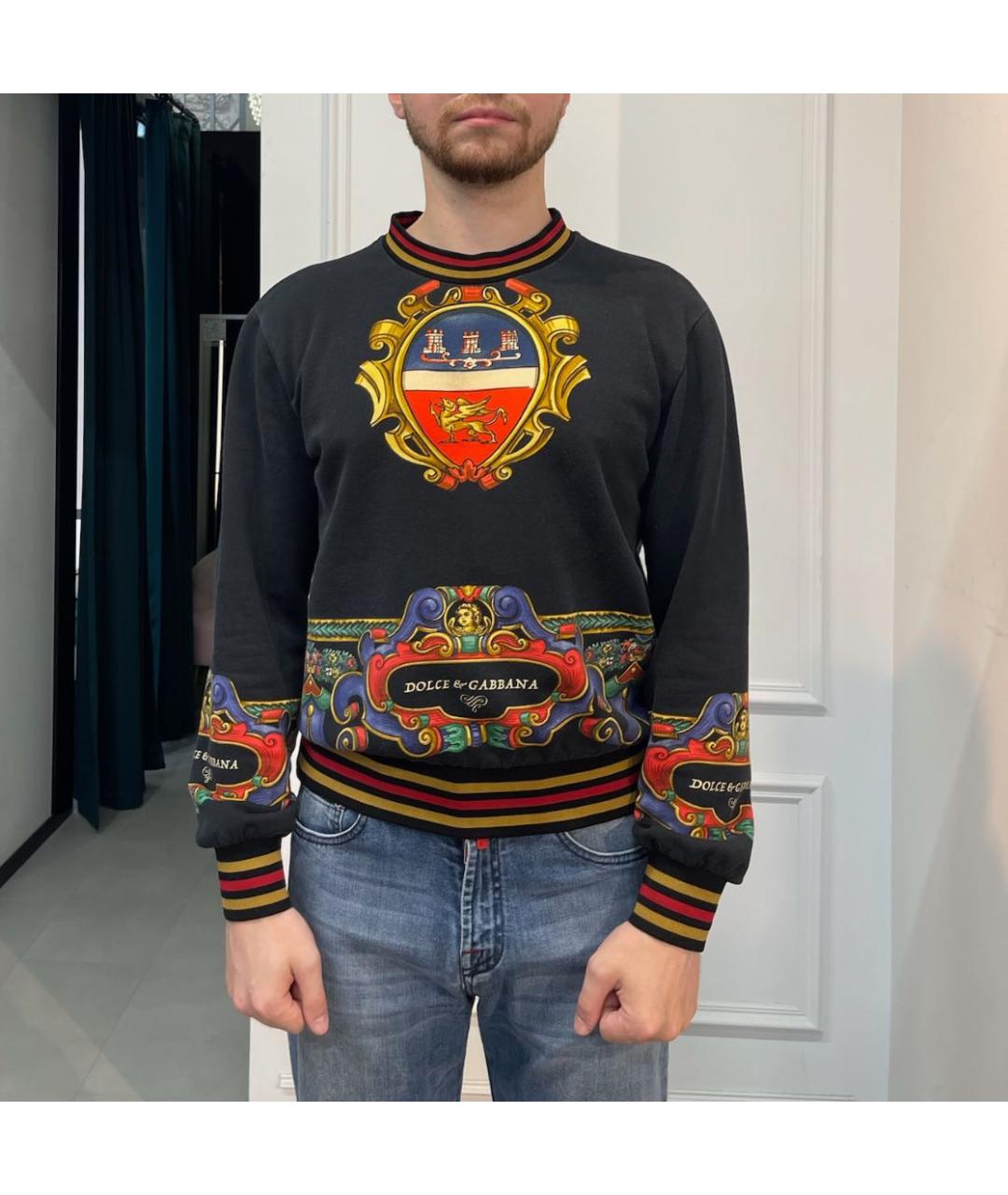DOLCE&GABBANA Черный хлопковый джемпер / свитер, фото 4