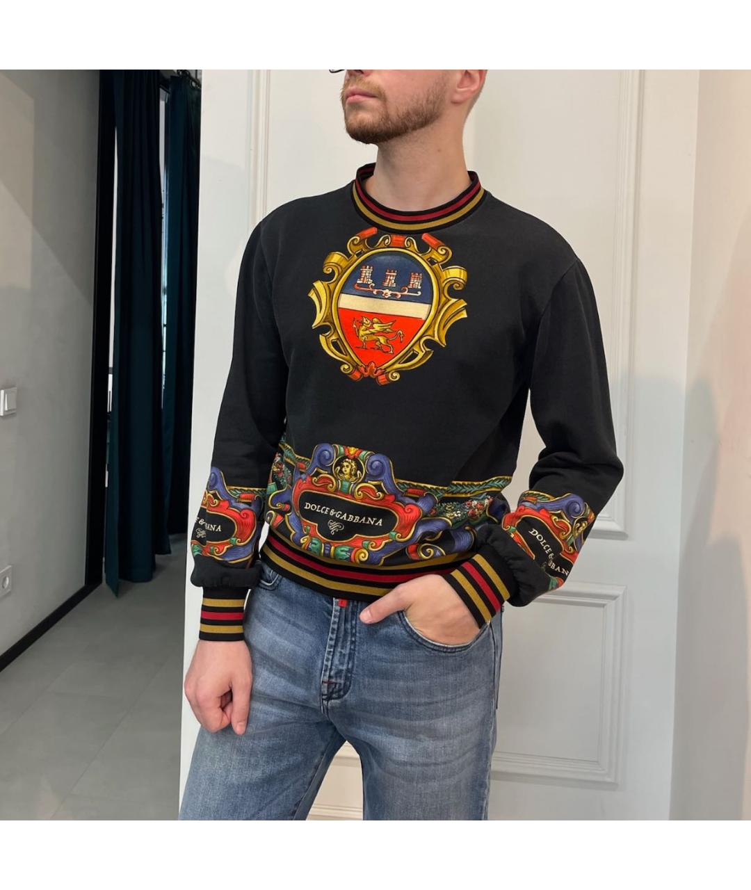 DOLCE&GABBANA Черный хлопковый джемпер / свитер, фото 5
