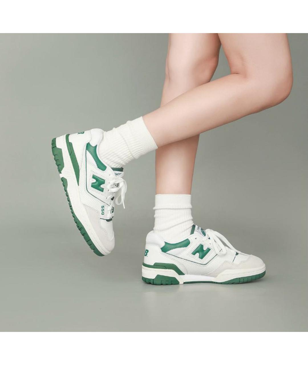 NEW BALANCE Зеленые кожаные кроссовки, фото 5