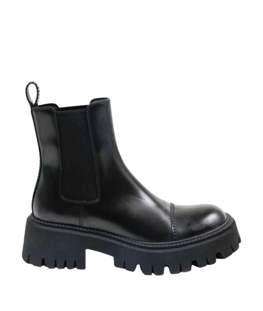 BALENCIAGA Черные кожаные ботинки, фото 1