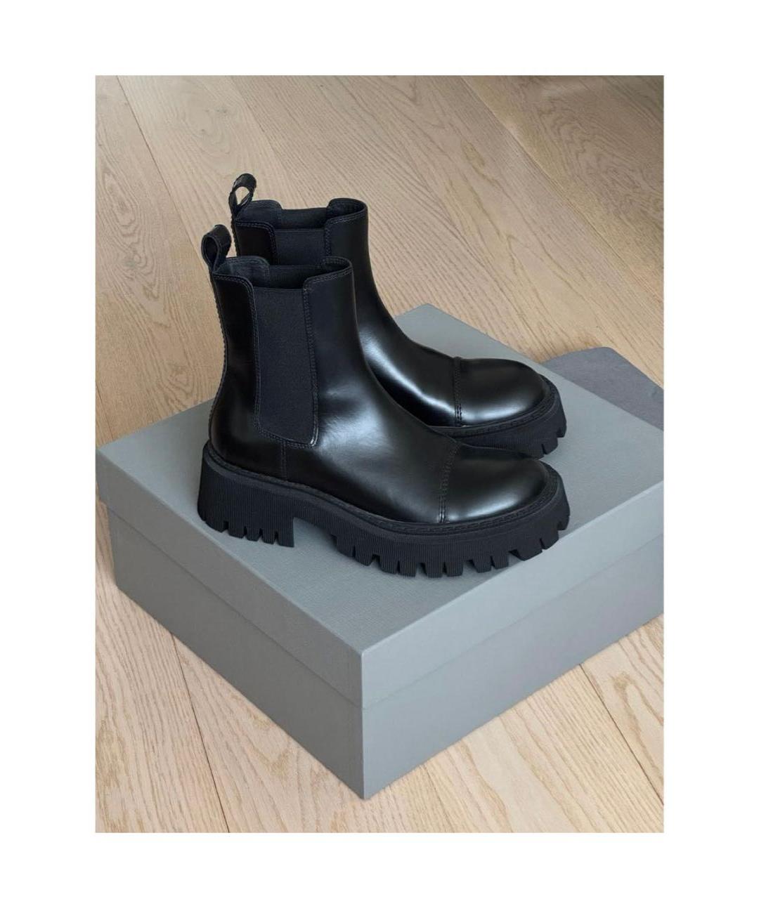 BALENCIAGA Черные кожаные ботинки, фото 2