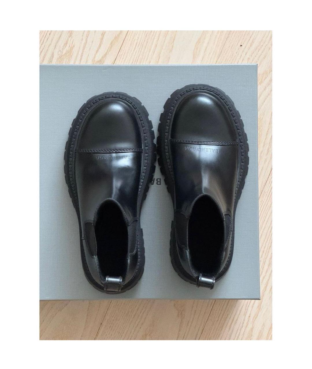 BALENCIAGA Черные кожаные ботинки, фото 3