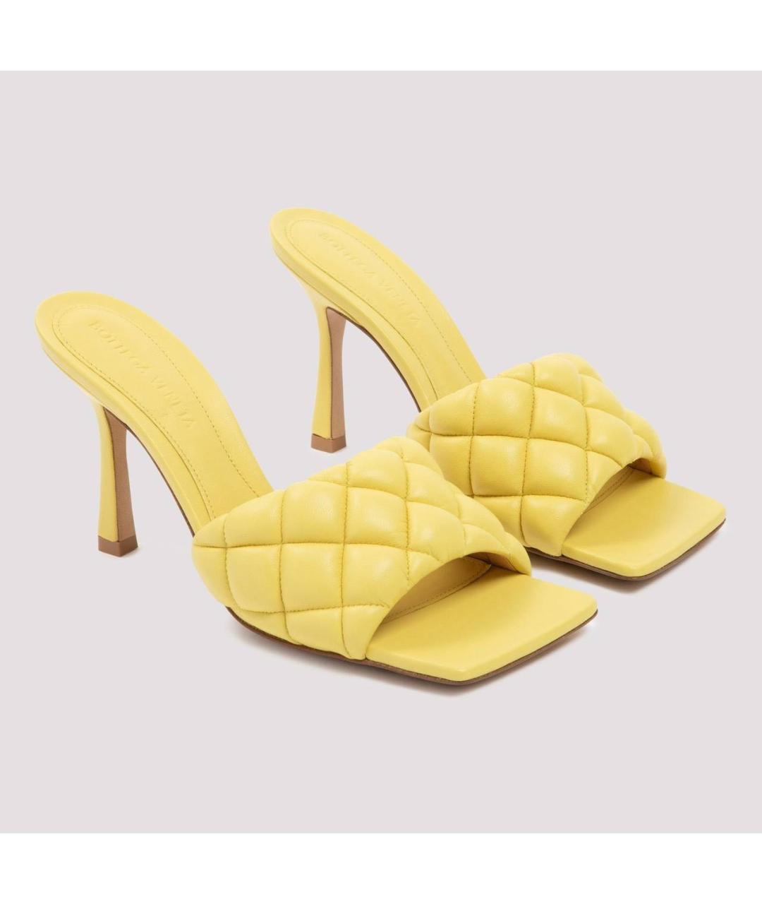 BOTTEGA VENETA Желтые кожаные мюли, фото 9