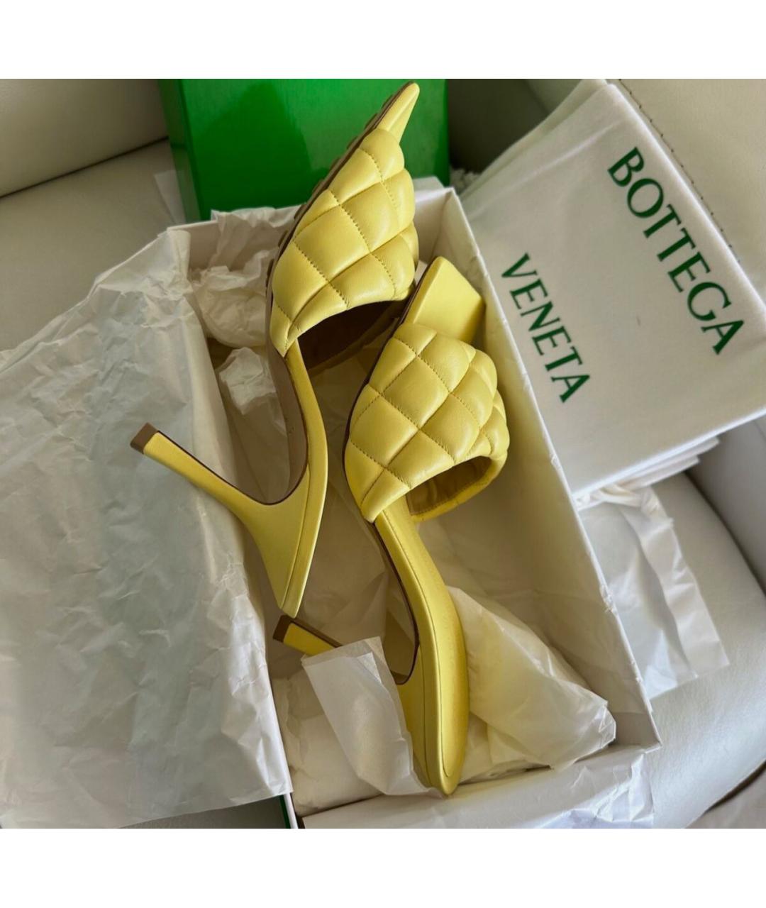 BOTTEGA VENETA Желтые кожаные мюли, фото 8