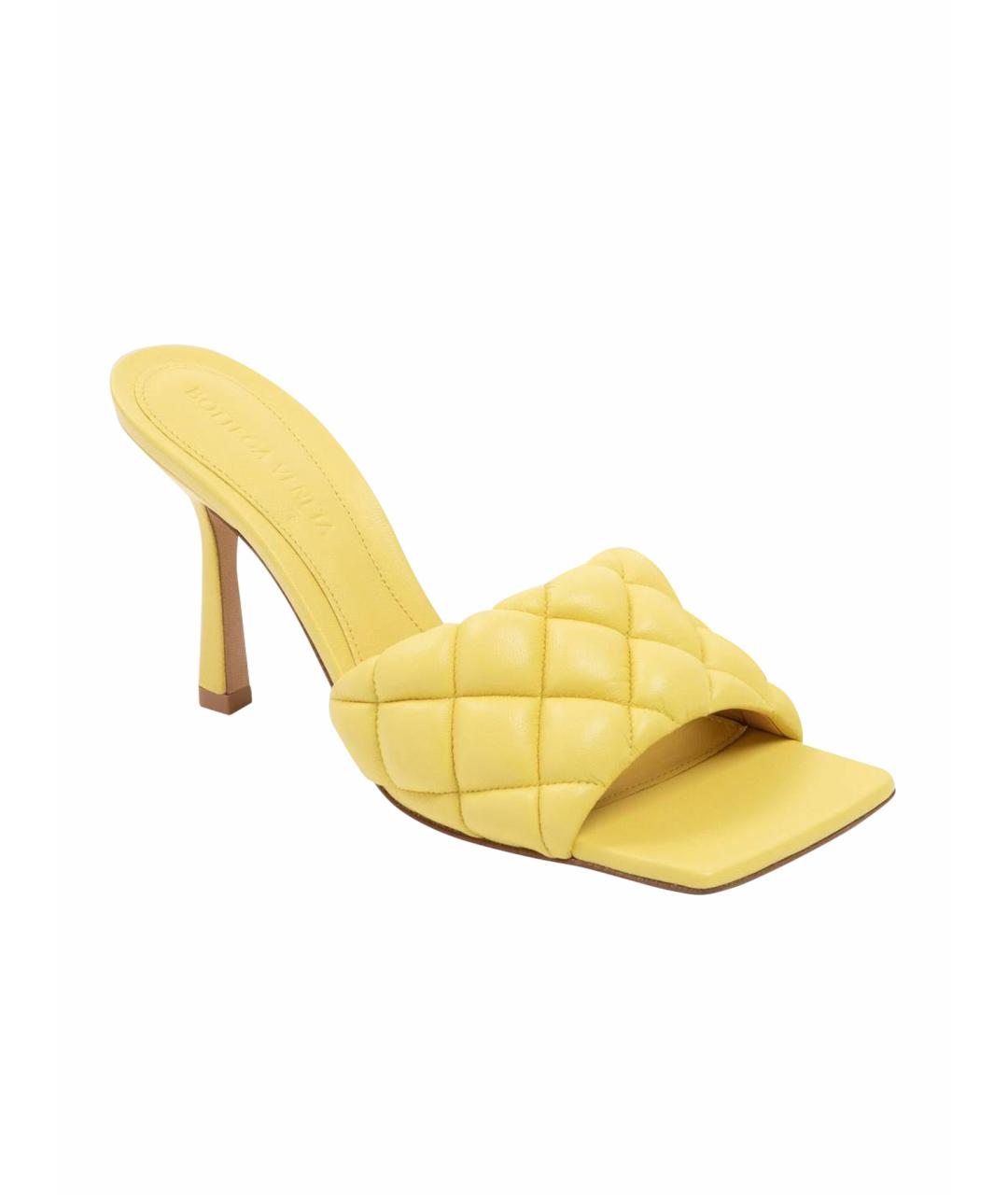 BOTTEGA VENETA Желтые кожаные мюли, фото 1