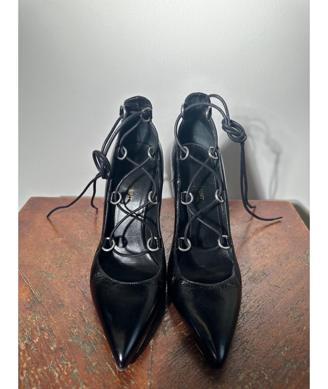 SAINT LAURENT Черные кожаные туфли, фото 3