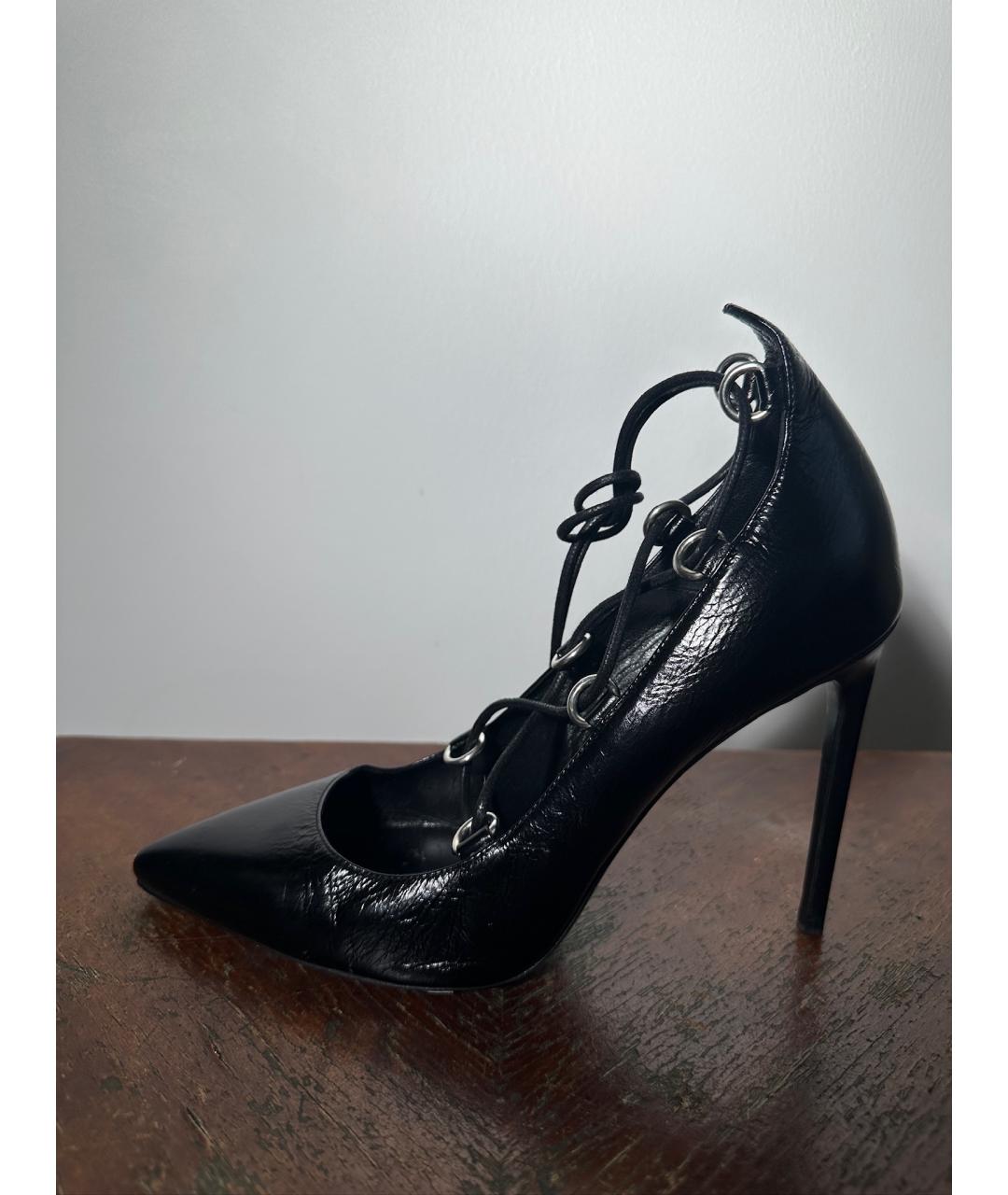 SAINT LAURENT Черные кожаные туфли, фото 4