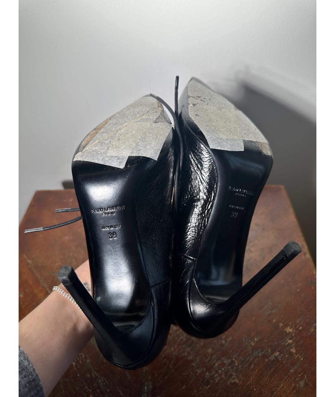 SAINT LAURENT Черные кожаные туфли, фото 6