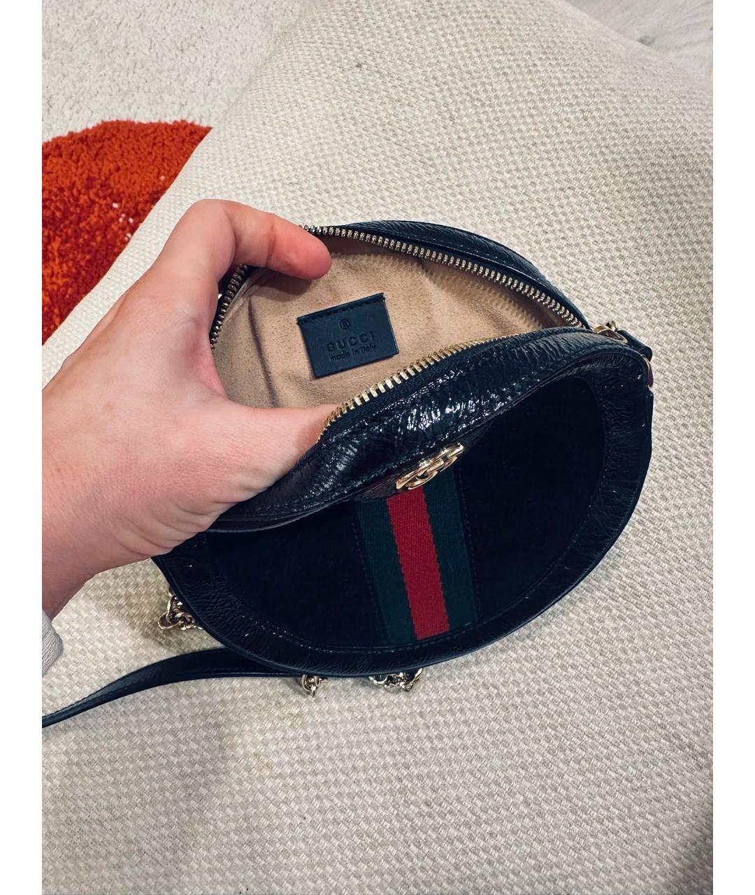 GUCCI Черная сумка через плечо из лакированной кожи, фото 3