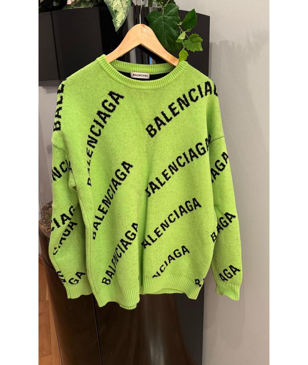BALENCIAGA Зеленый шерстяной джемпер / свитер, фото 2