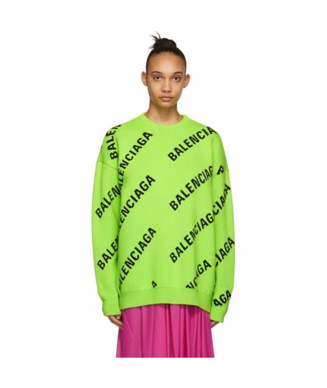 BALENCIAGA Зеленый шерстяной джемпер / свитер, фото 5