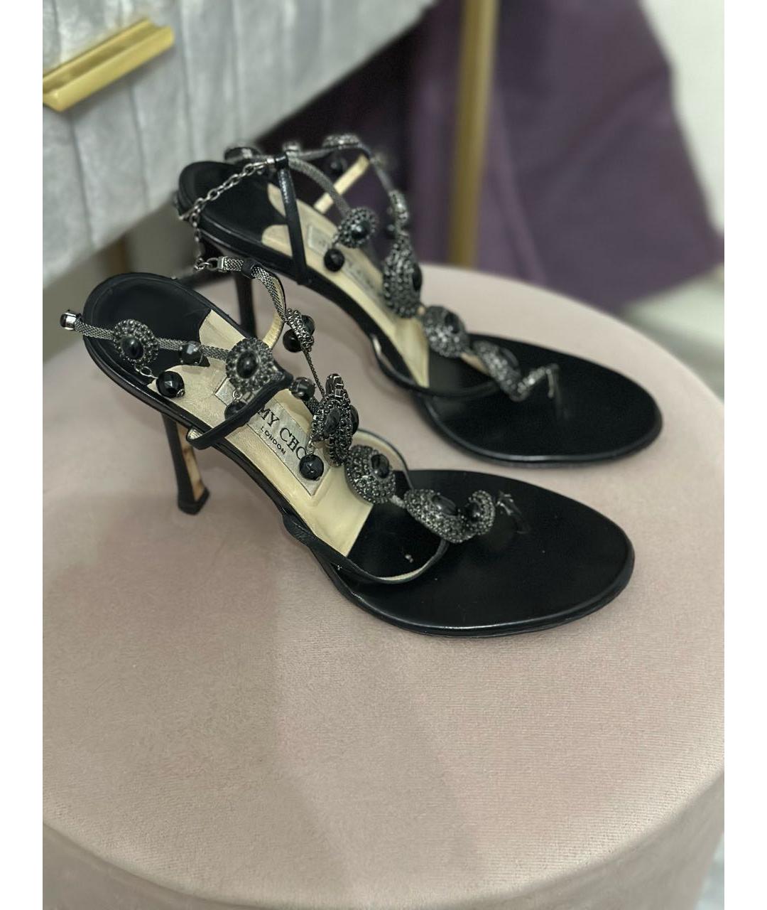 JIMMY CHOO Черные кожаные босоножки, фото 2