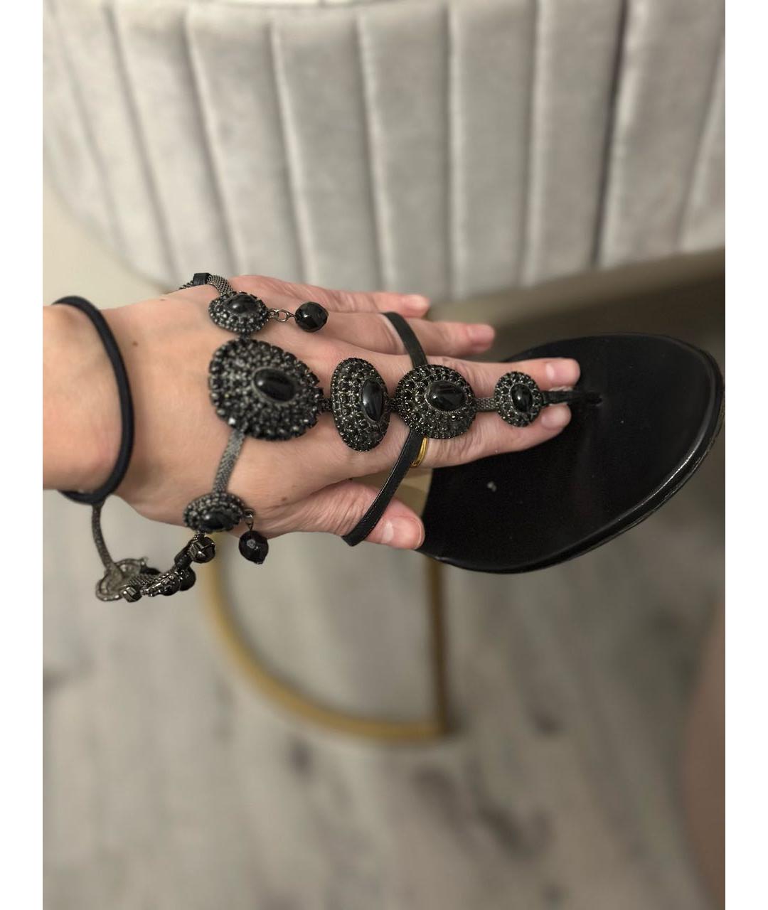 JIMMY CHOO Черные кожаные босоножки, фото 6