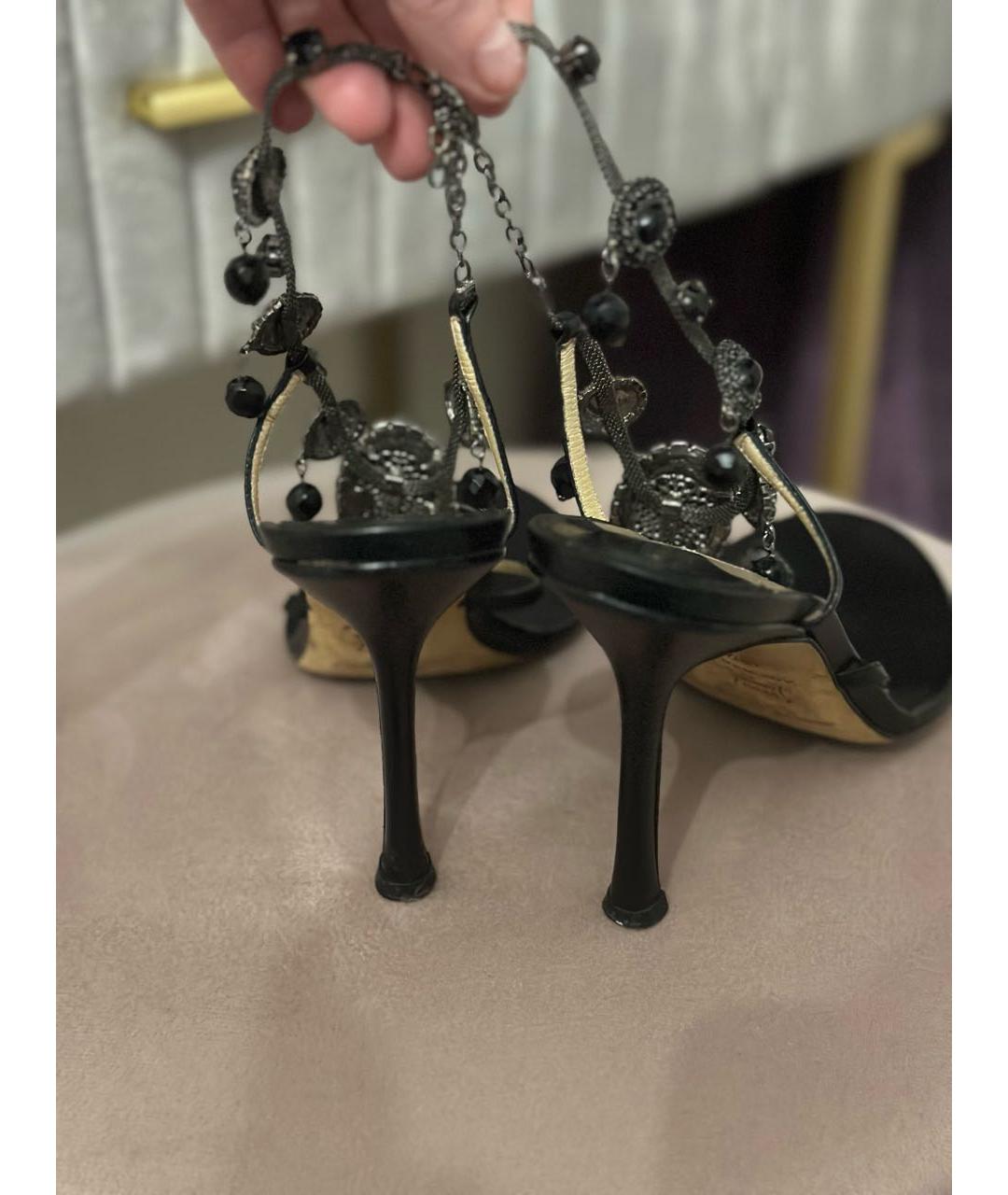 JIMMY CHOO Черные кожаные босоножки, фото 3