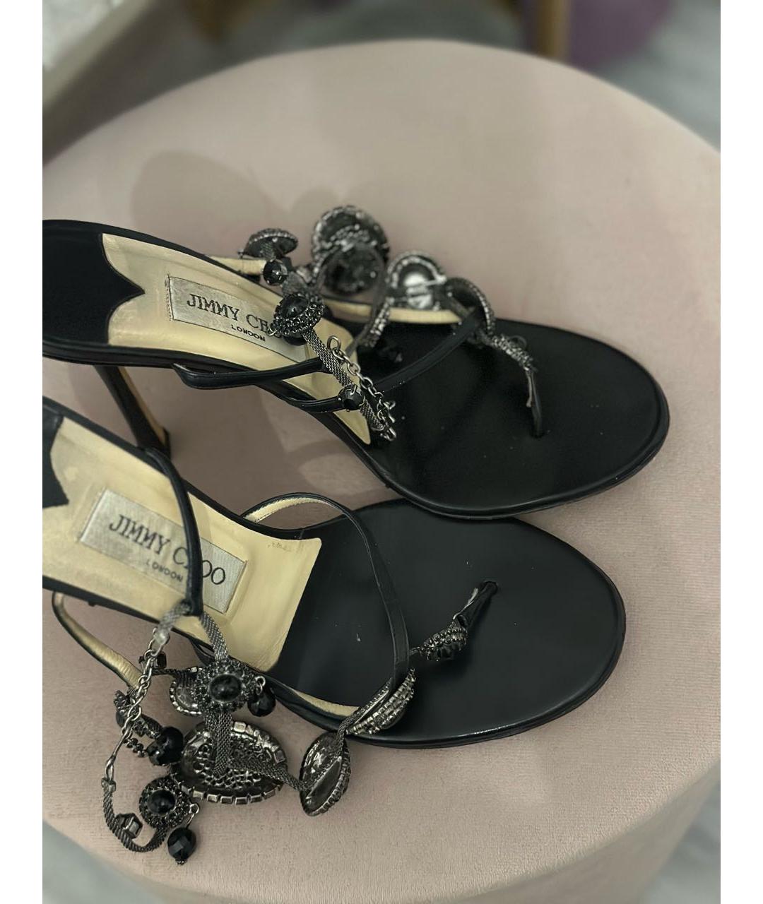 JIMMY CHOO Черные кожаные босоножки, фото 5