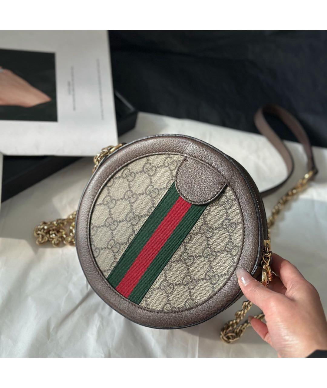 GUCCI Коричневая кожаная сумка через плечо, фото 3