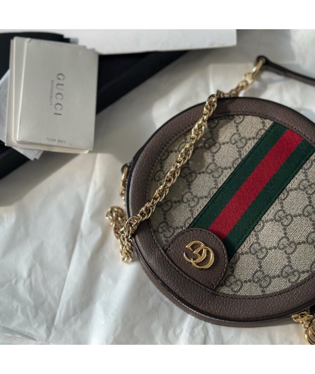 GUCCI Коричневая кожаная сумка через плечо, фото 5