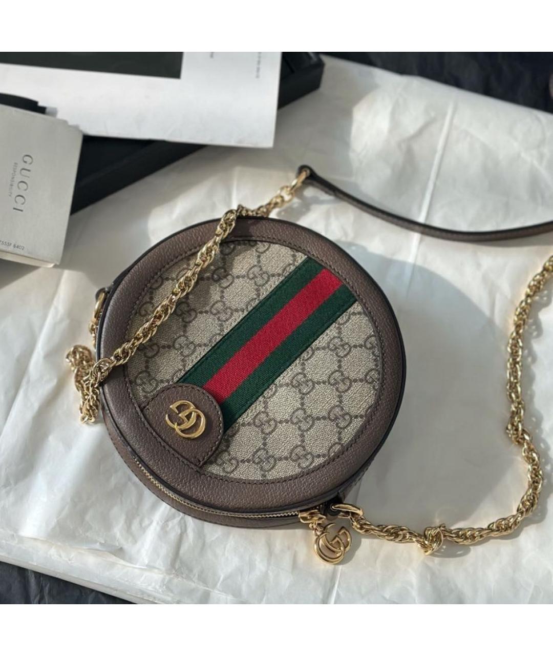 GUCCI Коричневая кожаная сумка через плечо, фото 2