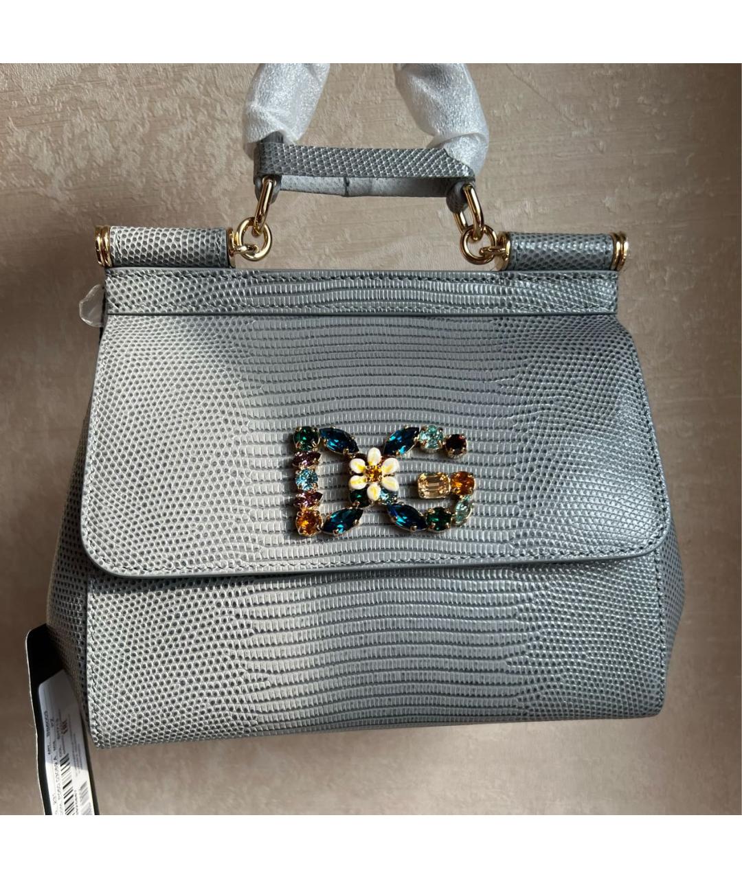 DOLCE&GABBANA Серая кожаная сумка через плечо, фото 9