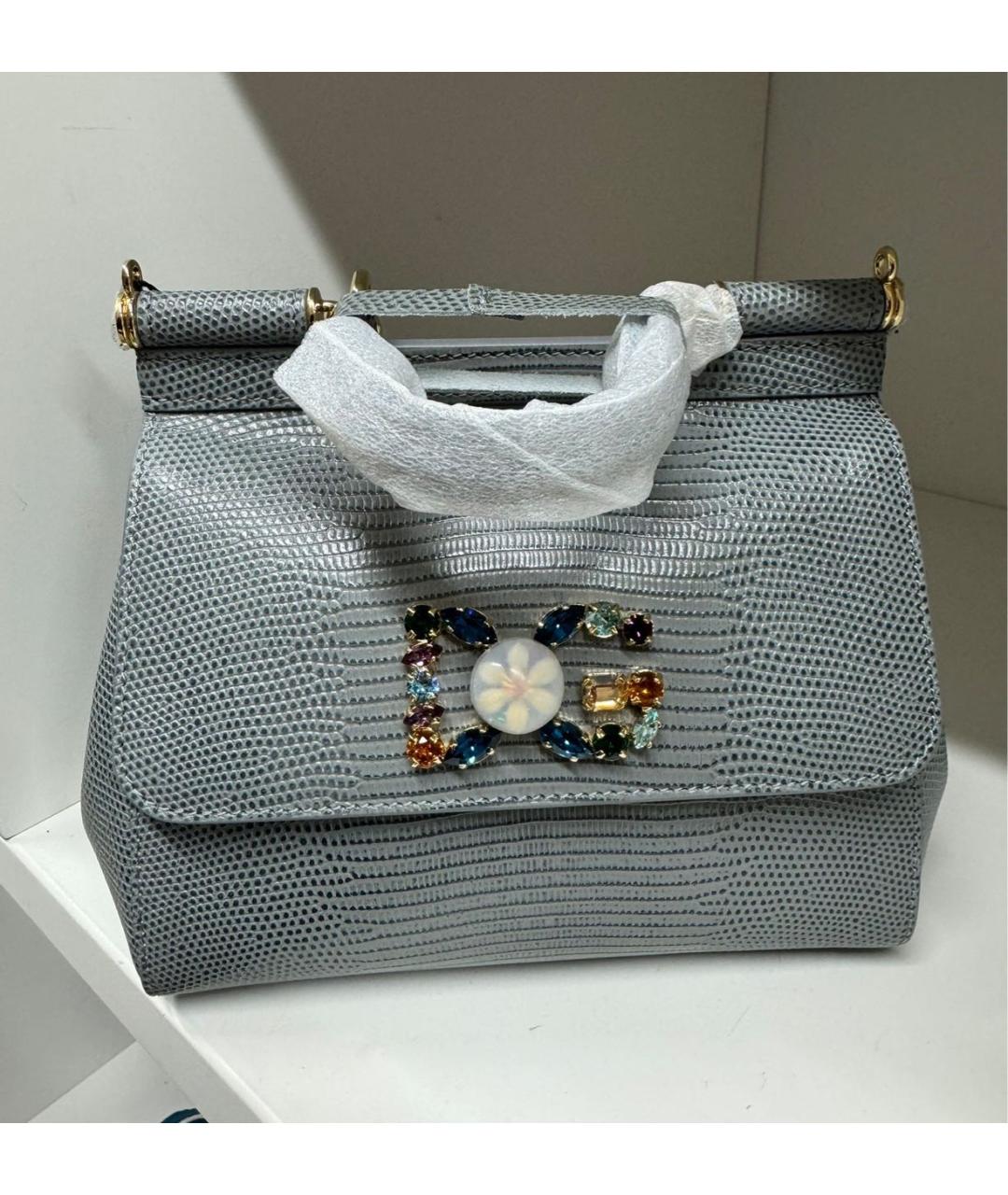 DOLCE&GABBANA Серая кожаная сумка через плечо, фото 8