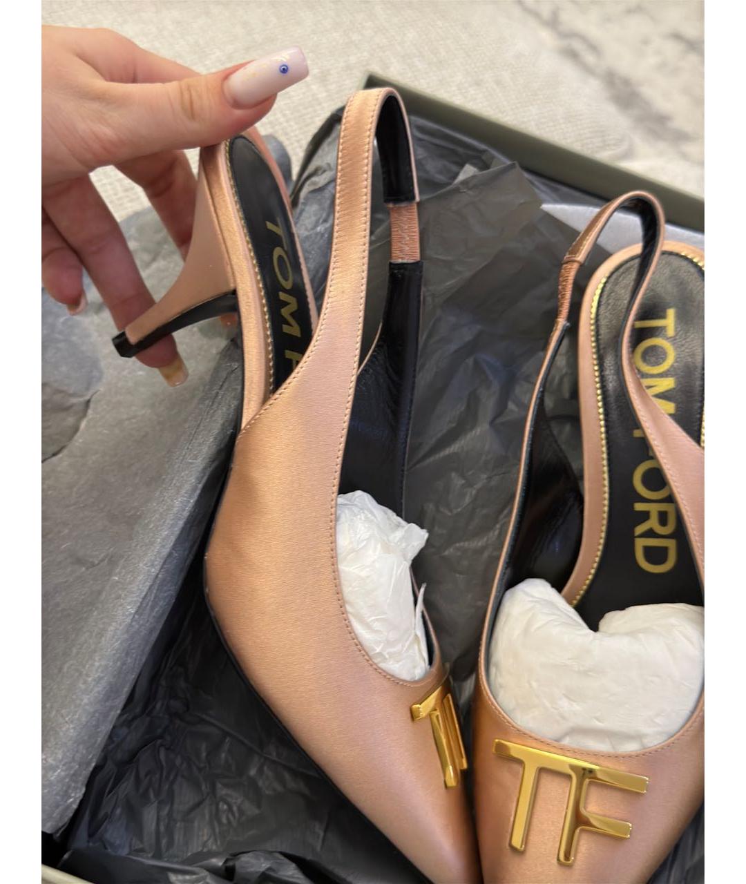 TOM FORD Бежевые текстильные туфли, фото 6