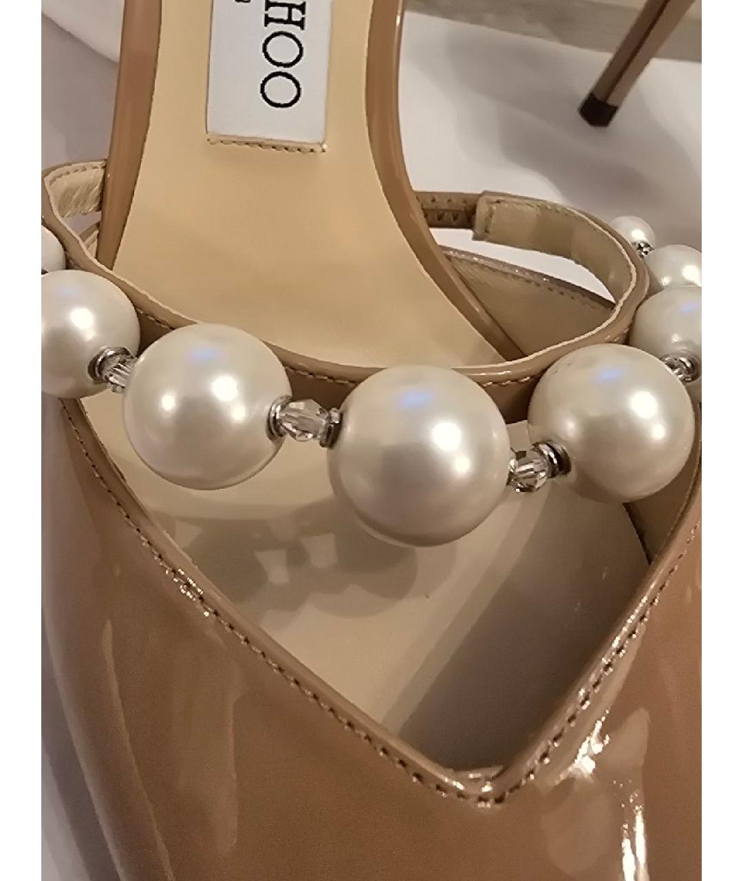 JIMMY CHOO Бежевые кожаные туфли, фото 5