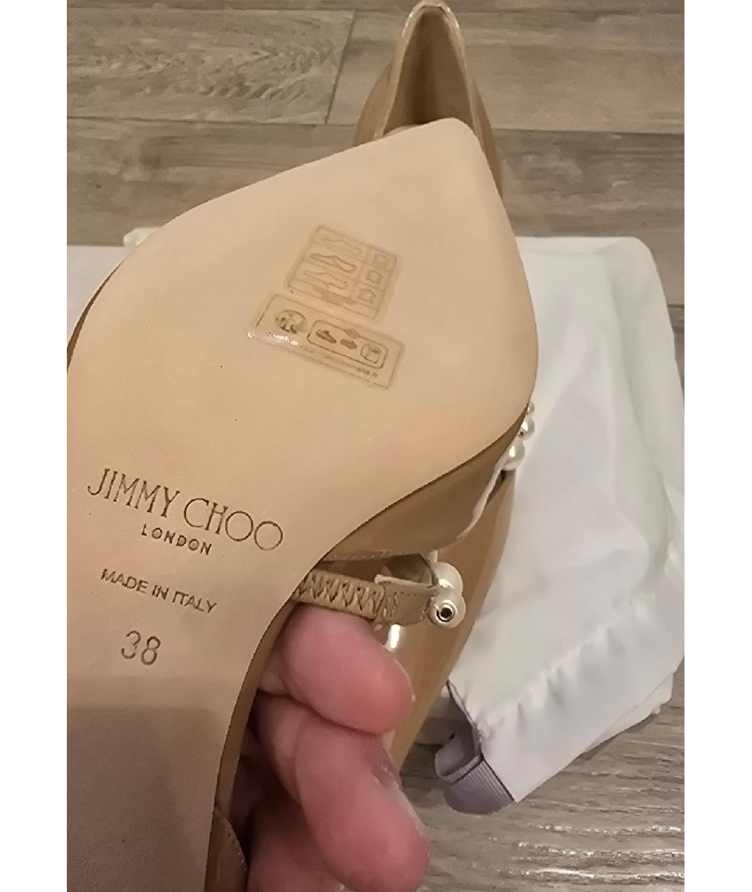 JIMMY CHOO Бежевые кожаные туфли, фото 6
