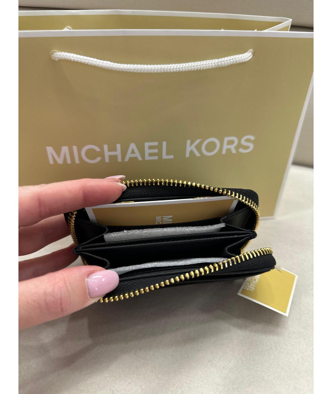 MICHAEL KORS Черный кожаный кошелек, фото 6