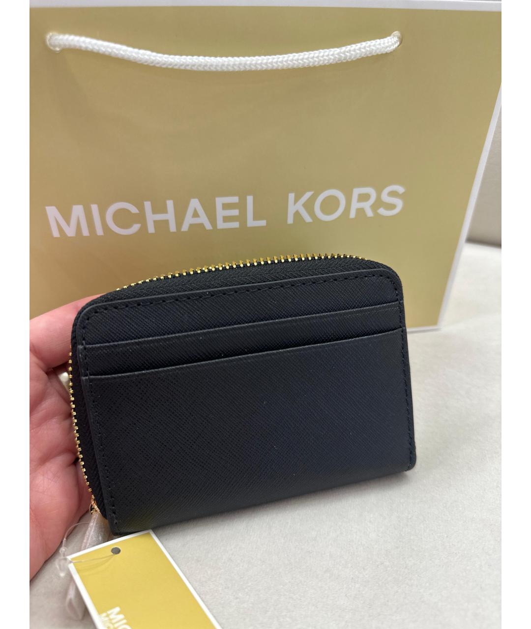 MICHAEL KORS Черный кожаный кошелек, фото 2