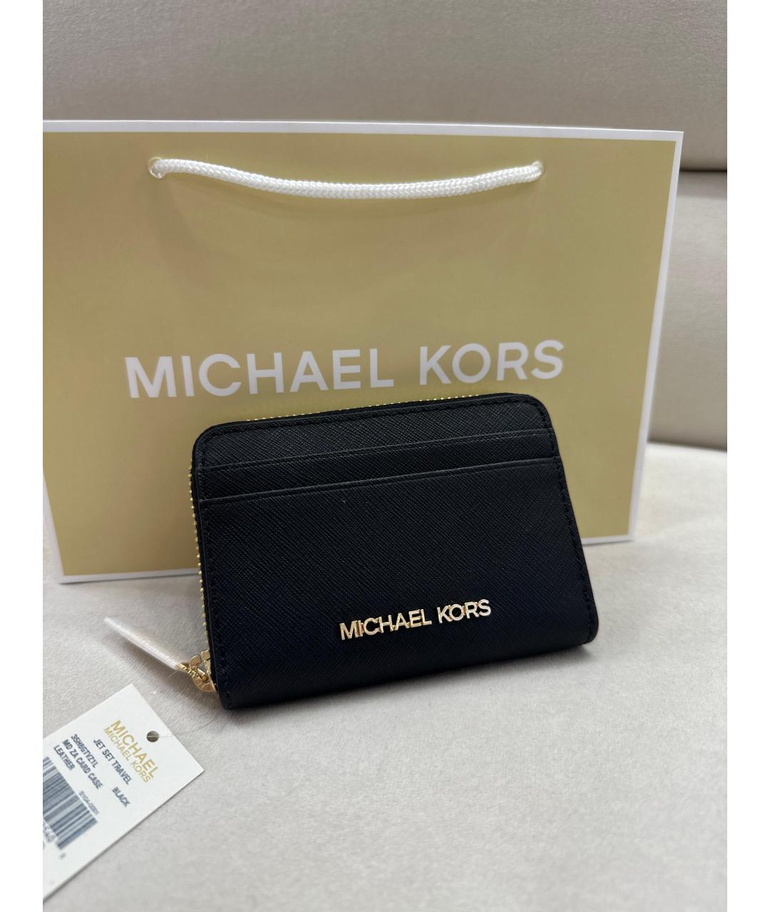 MICHAEL KORS Черный кожаный кошелек, фото 7