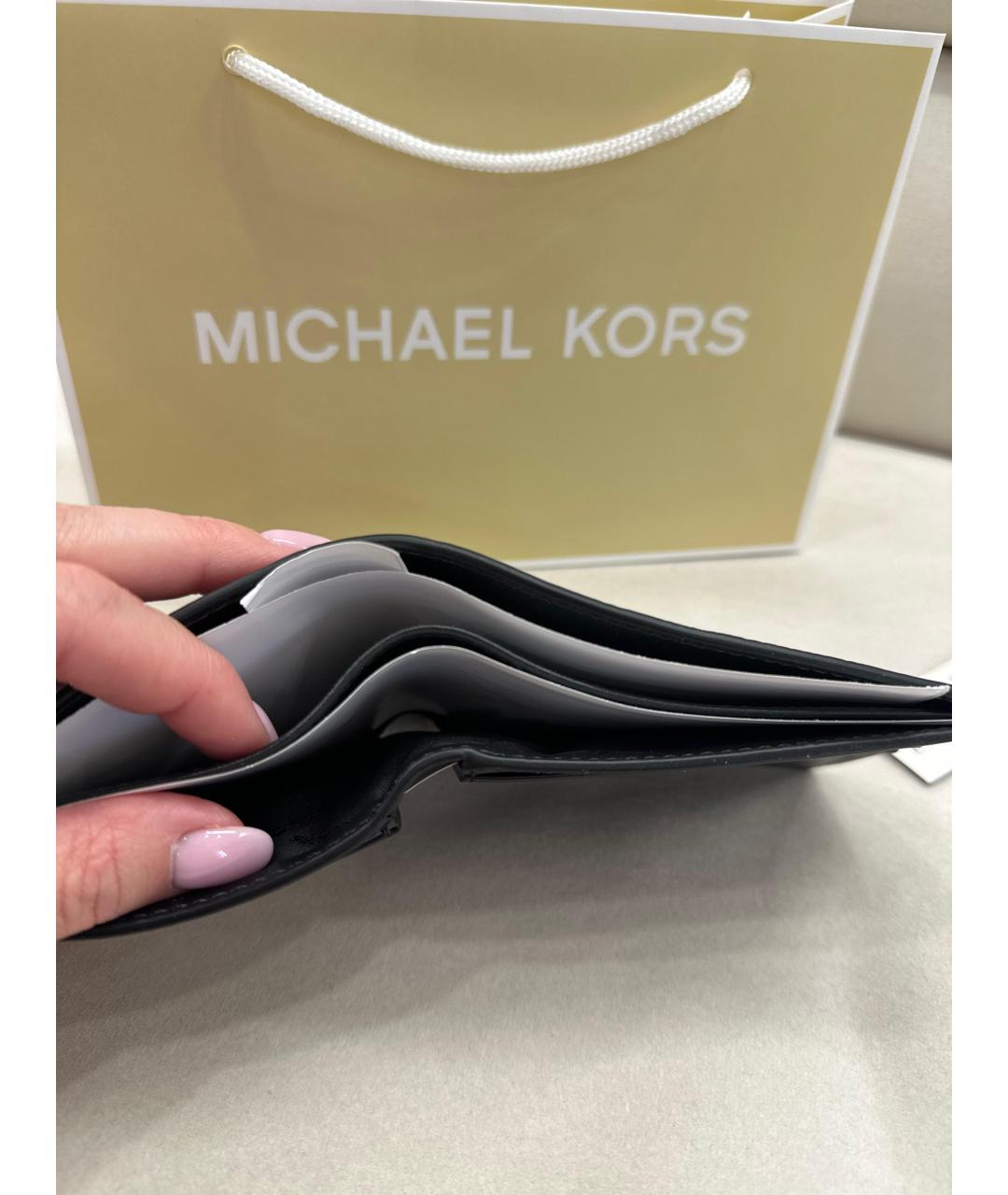 MICHAEL KORS Черный кожаный кошелек, фото 5