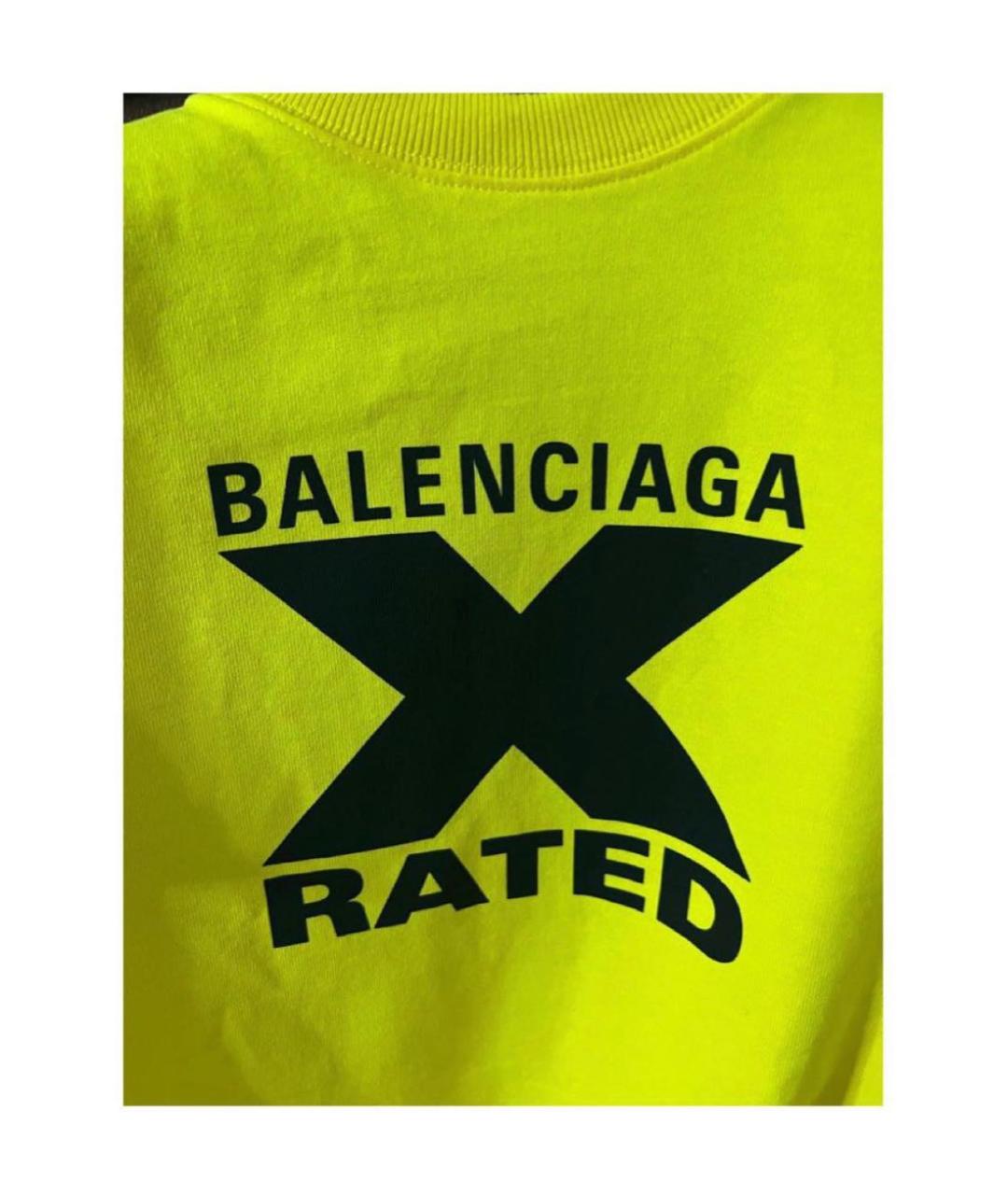 BALENCIAGA Желтая хлопковая футболка, фото 3