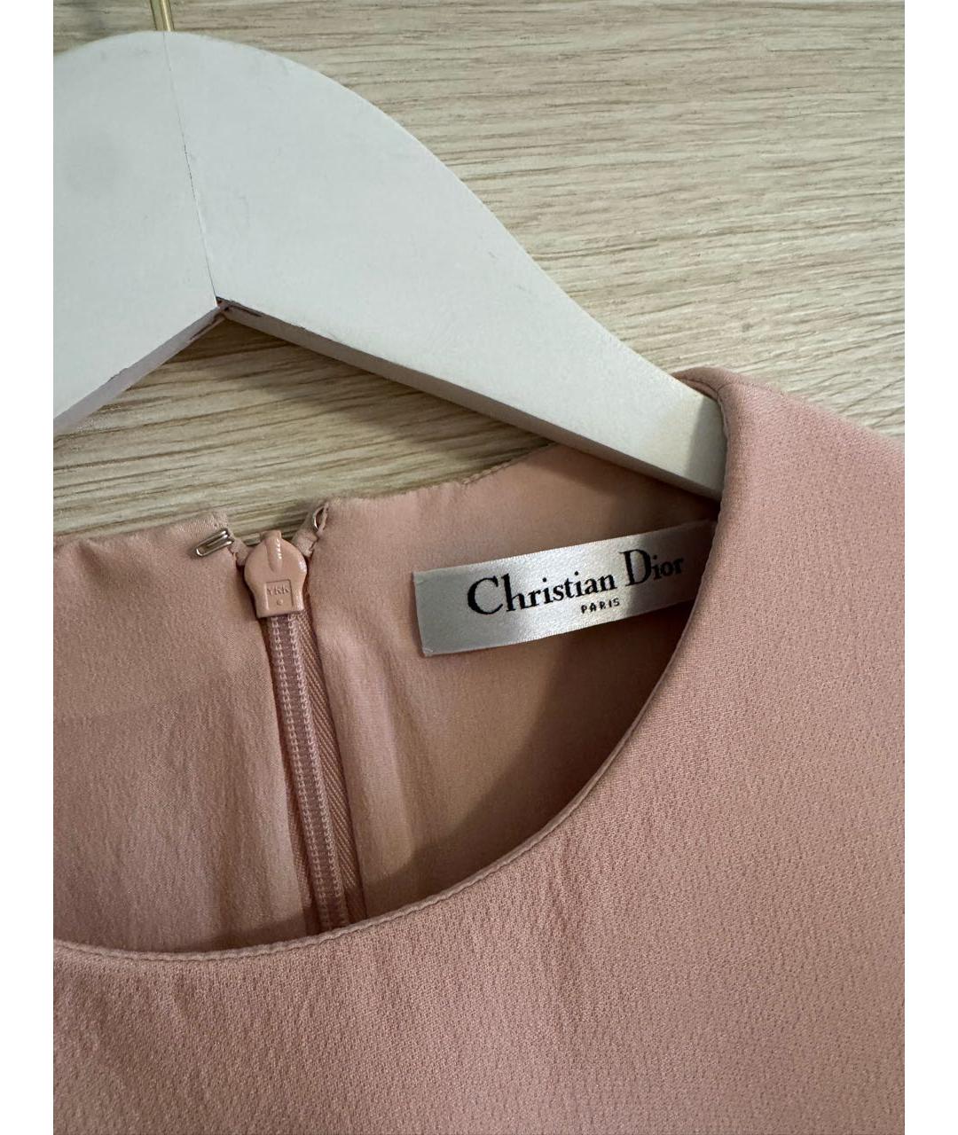 CHRISTIAN DIOR Розовое шерстяное коктейльное платье, фото 3