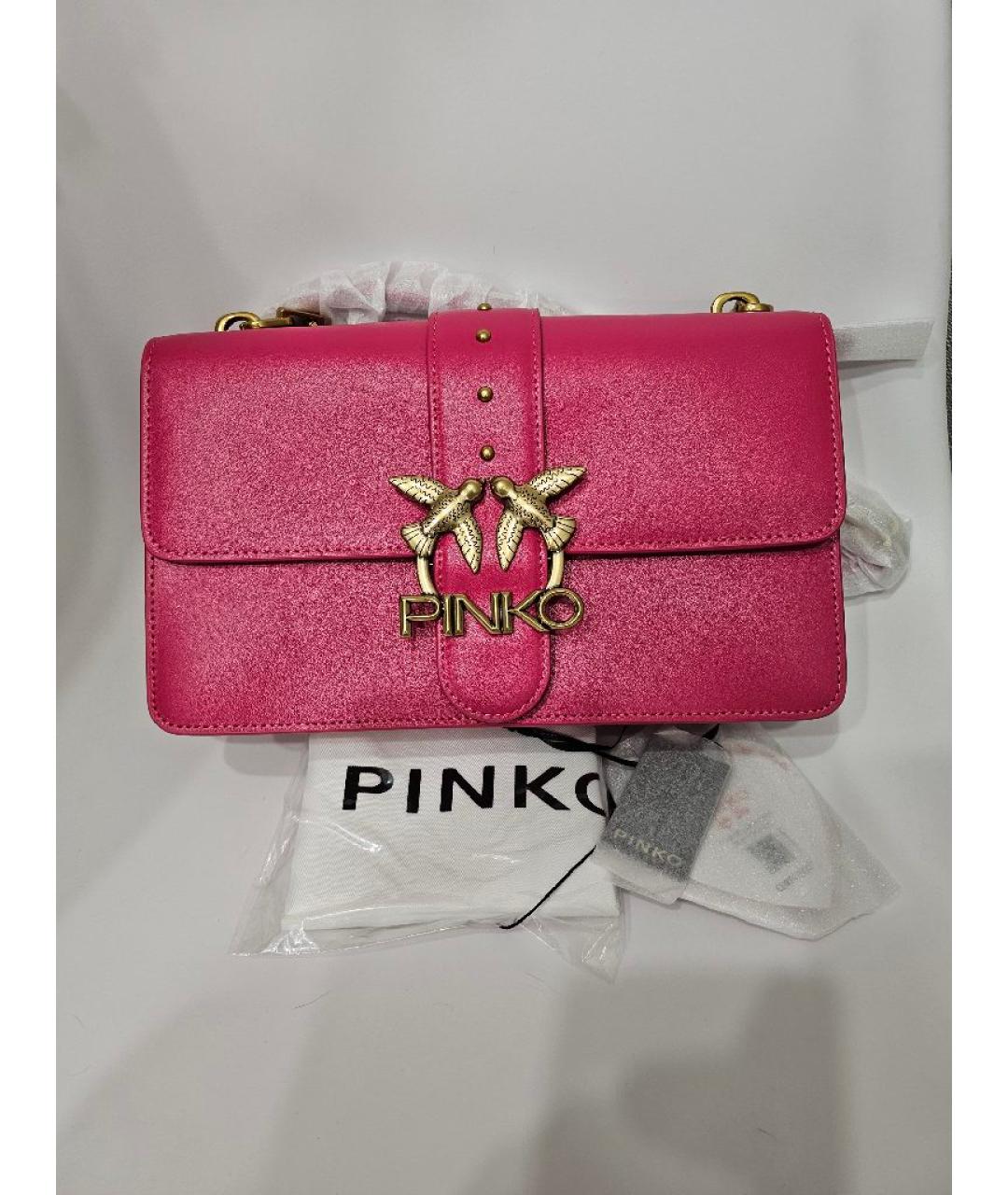 PINKO Фуксия кожаная сумка через плечо, фото 9