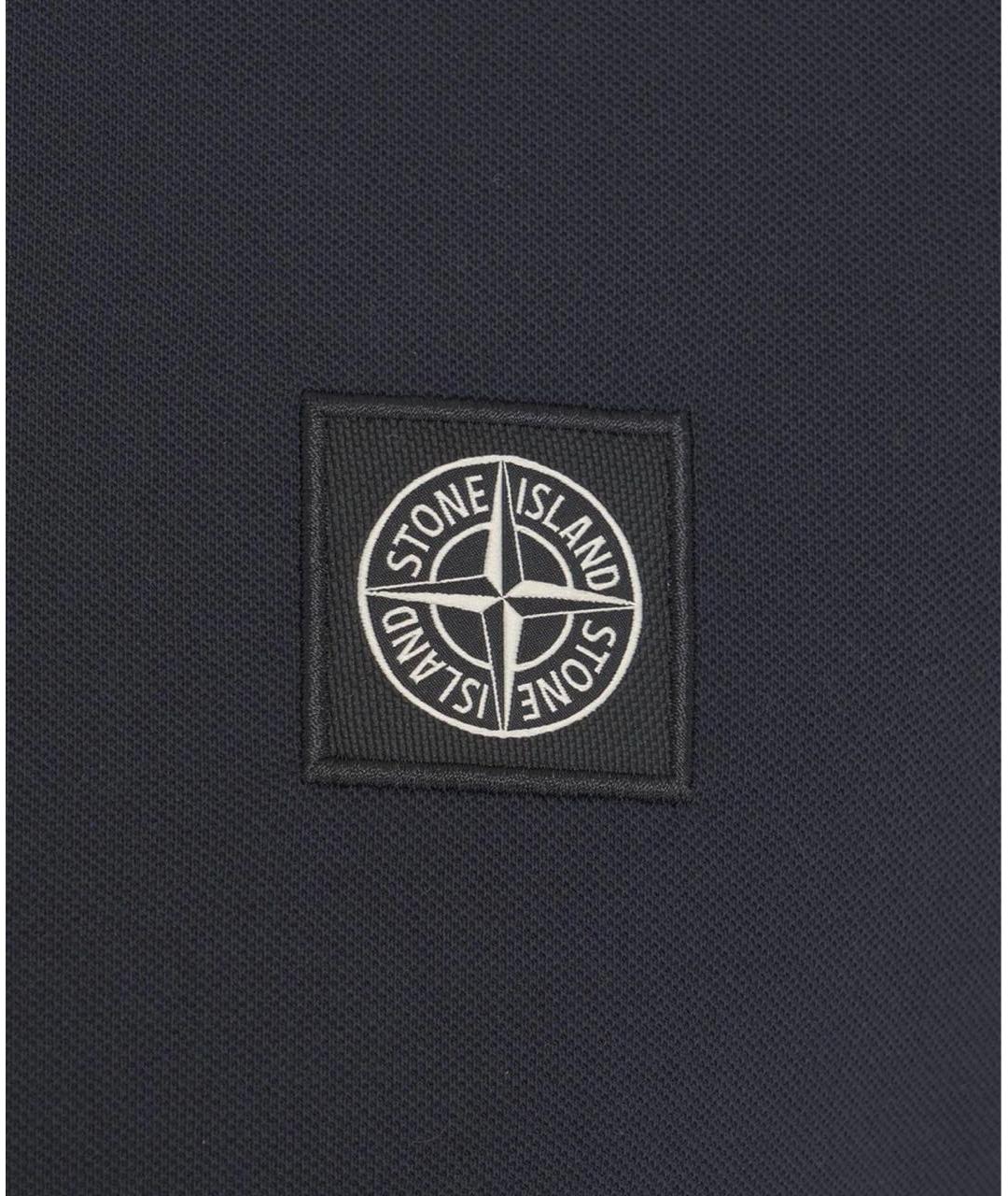 STONE ISLAND Темно-синее хлопковое поло с коротким рукавом, фото 3