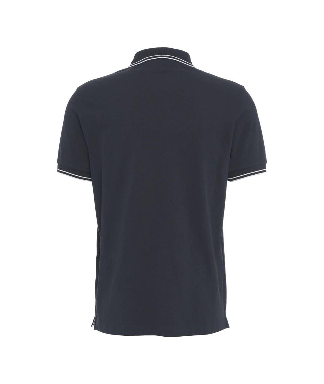 STONE ISLAND Темно-синее хлопковое поло с коротким рукавом, фото 2