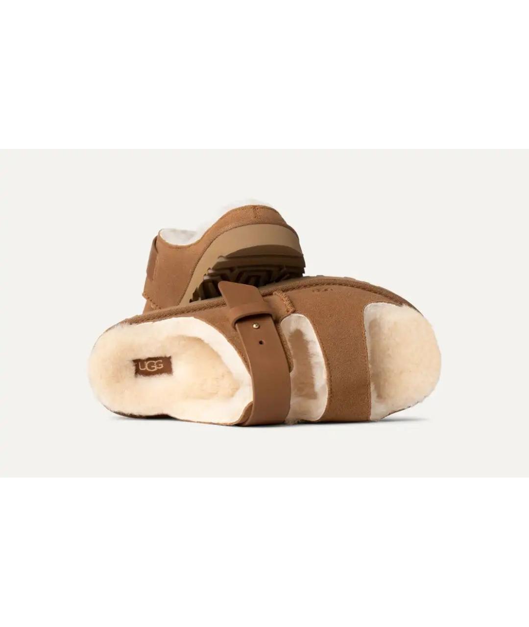 UGG AUSTRALIA Коричневые замшевые шлепанцы, фото 2