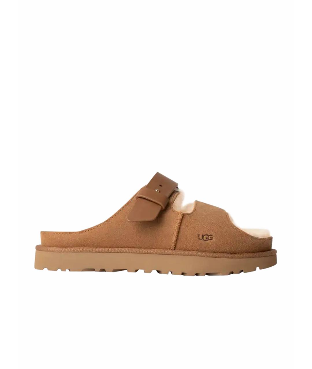 UGG AUSTRALIA Коричневые замшевые шлепанцы, фото 1