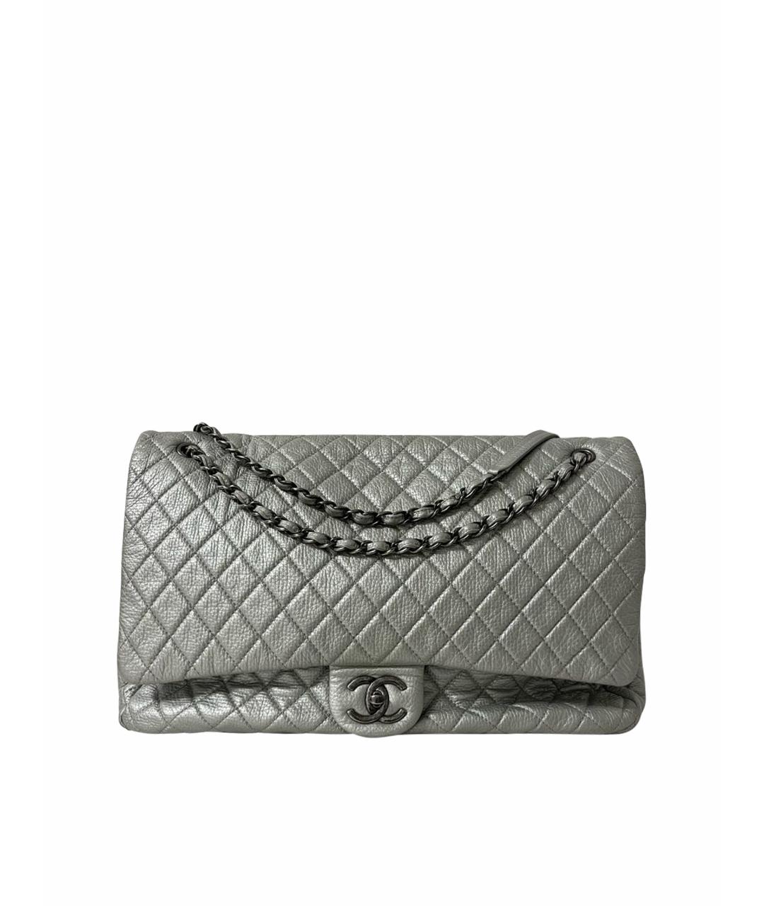 CHANEL Серебряная кожаная сумка через плечо, фото 1