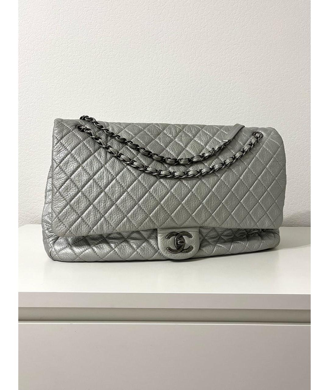 CHANEL Серебряная кожаная сумка через плечо, фото 2