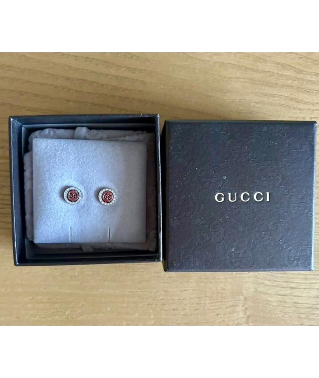 GUCCI Серебряные серьги из белого золота, фото 3